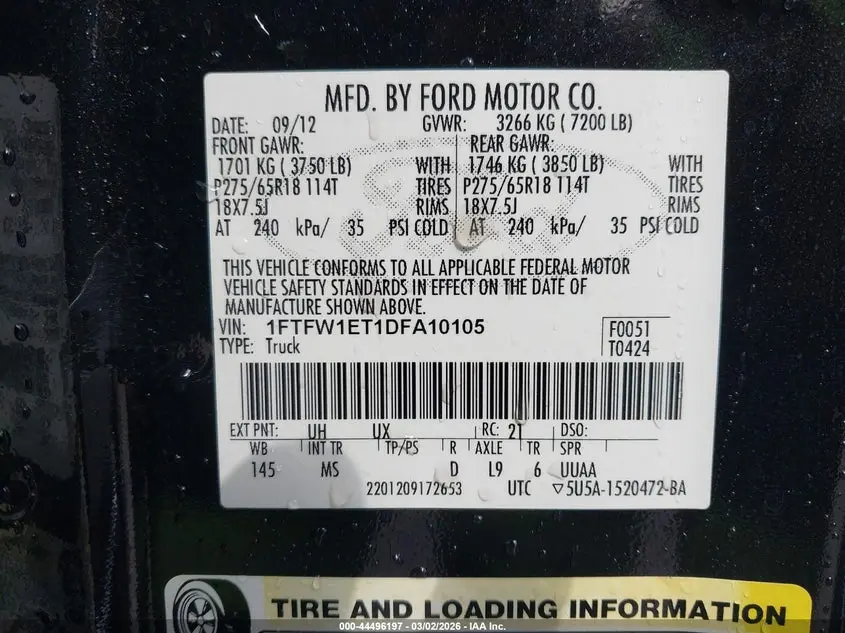 2013 FORD F-150 XLT