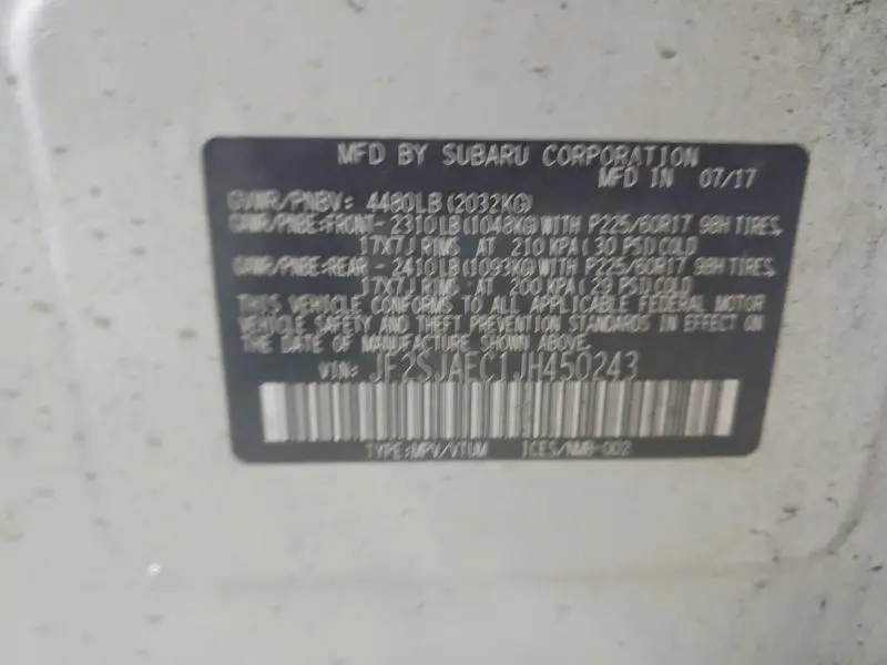 2018 SUBARU FORESTER 2.5I PREMIUM  