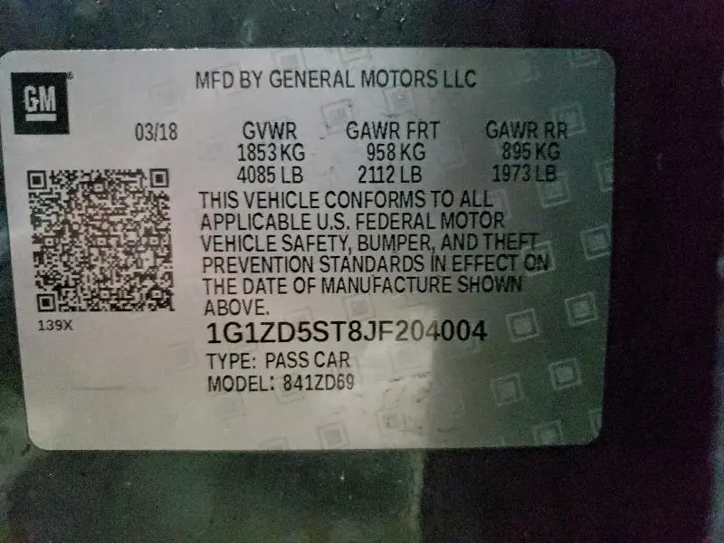 2018 CHEVROLET MALIBU LT  