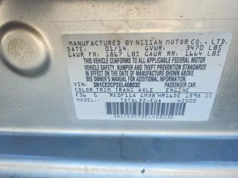 2014 NISSAN VERSA NOTE S  