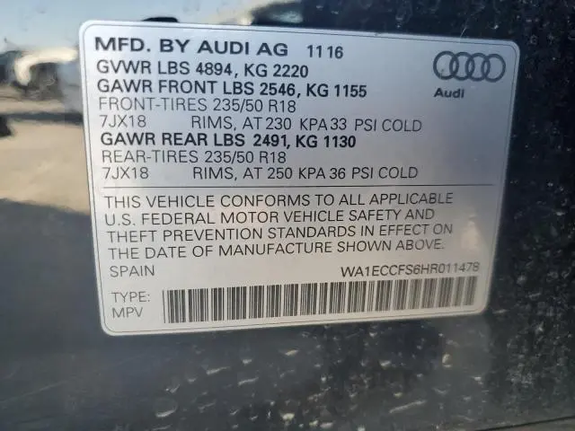 2017 AUDI Q3 PREMIUM  