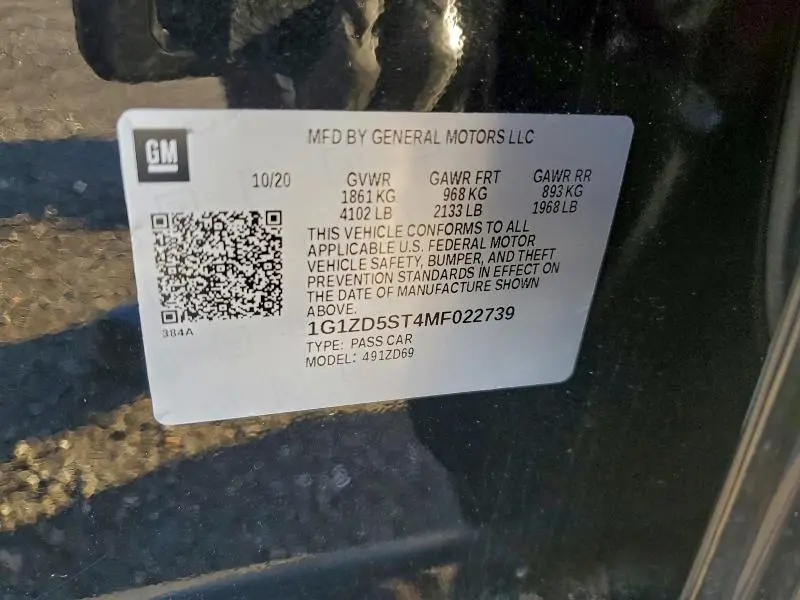 2021 CHEVROLET MALIBU LT  