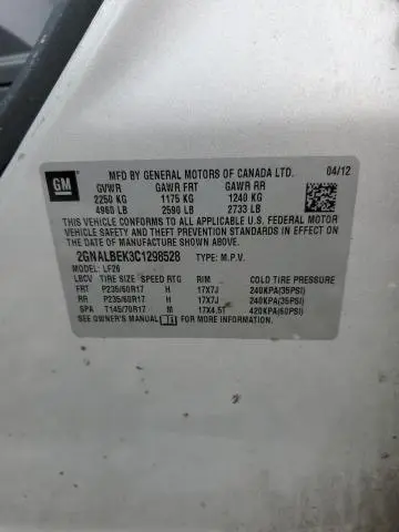 2012 CHEVROLET EQUINOX LS  