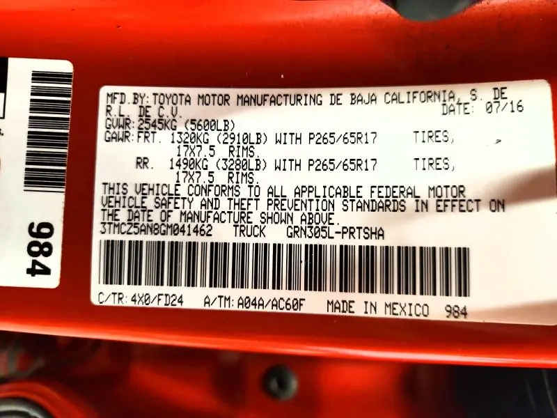 2016 TOYOTA TACOMA TRD SPORT  