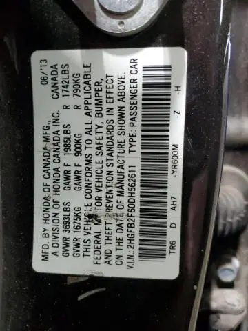2013 HONDA CIVIC HF  
