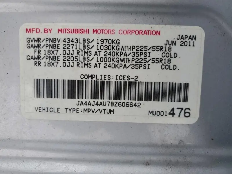 2011 MITSUBISHI RVR GT  