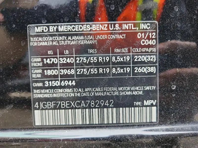 2012 MERCEDES-BENZ GL 450 4MATIC  
