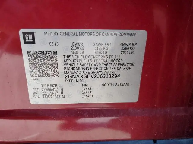 2018 CHEVROLET EQUINOX LT  