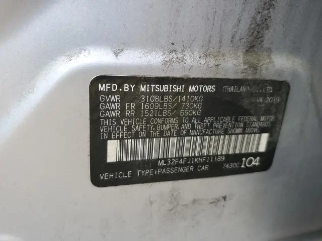 2019 MITSUBISHI MIRAGE G4 SE