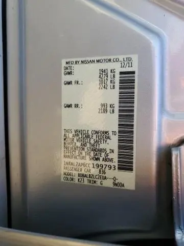2012 NISSAN ALTIMA BASE  