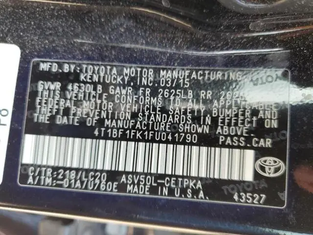 2015 TOYOTA CAMRY LE  