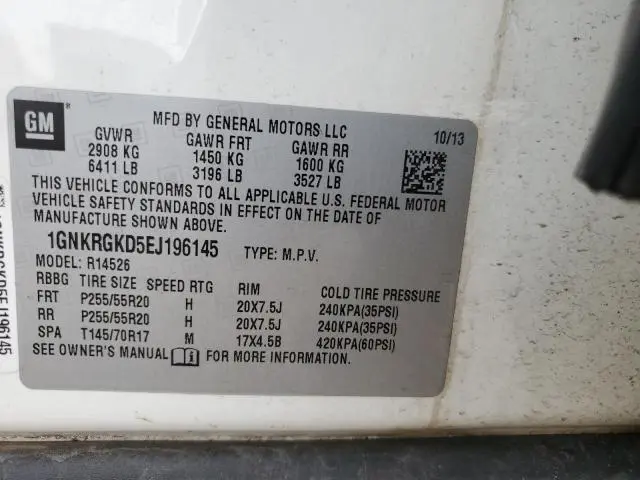 2014 CHEVROLET TRAVERSE LT  