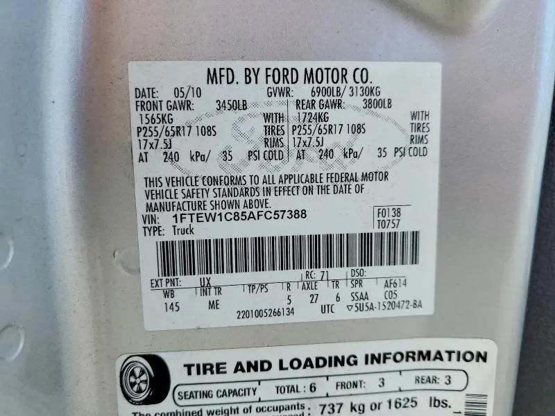 2010 FORD F150 SUPERCREW  