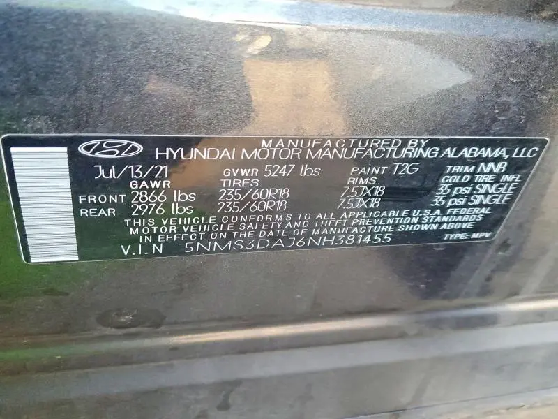 2022 HYUNDAI SANTA FE SEL  