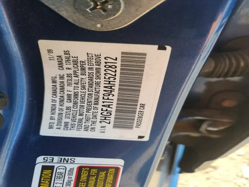 2010 HONDA CIVIC EXL  