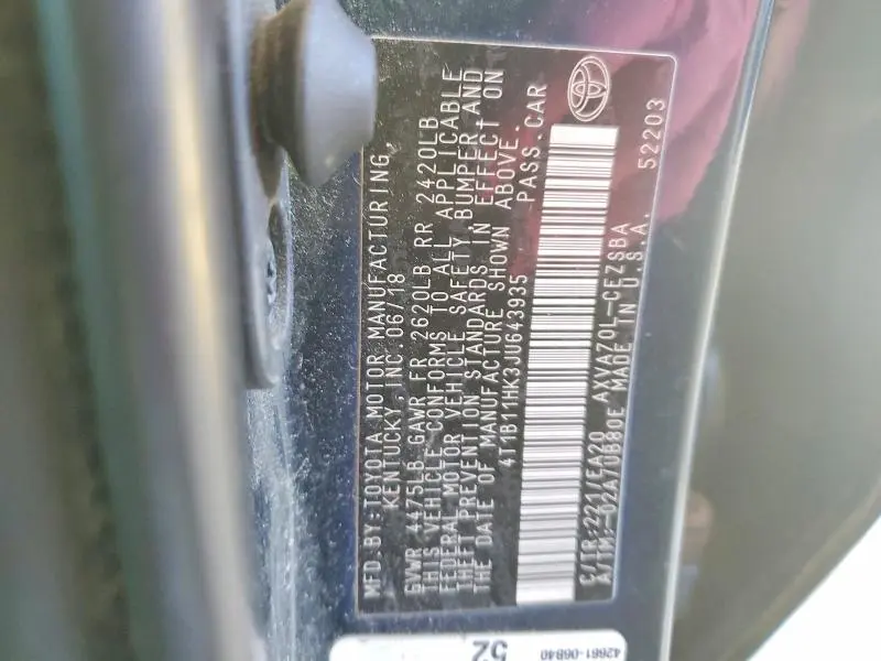 2018 TOYOTA CAMRY SE  