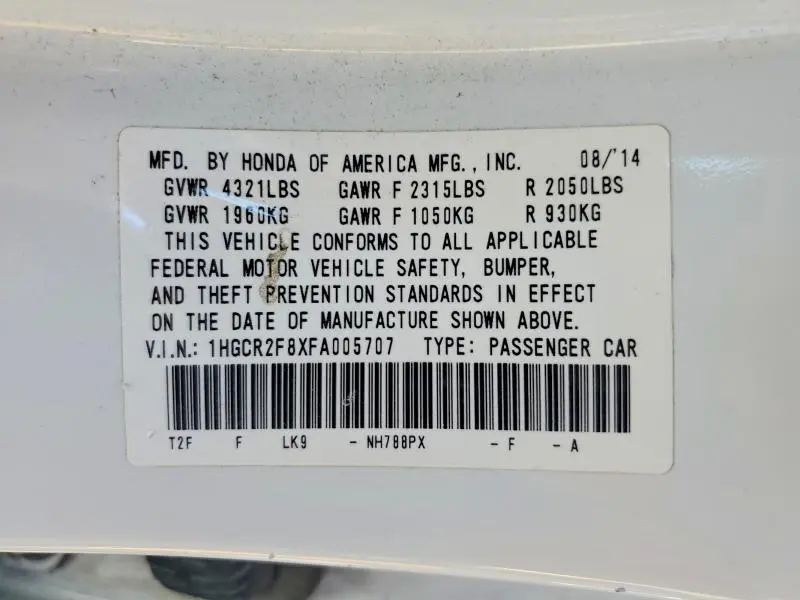 2015 HONDA ACCORD EXL  