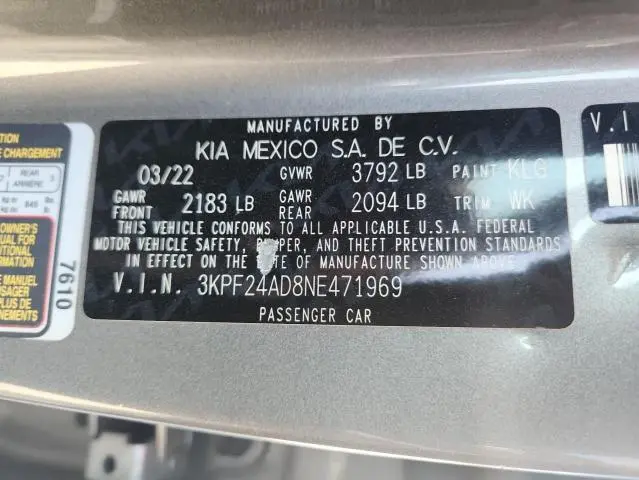 2022 KIA FORTE FE  
