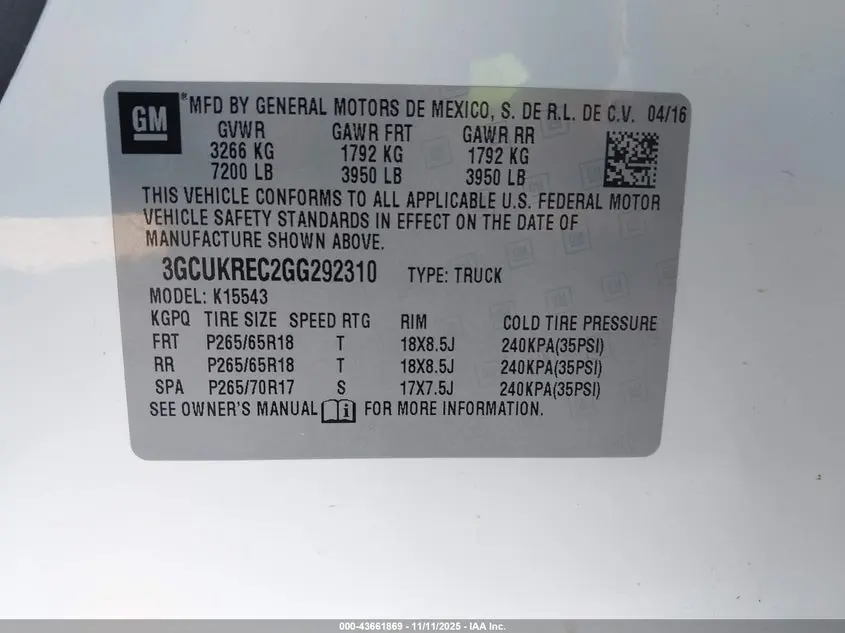 2016 CHEVROLET SILVERADO 1500 1LT