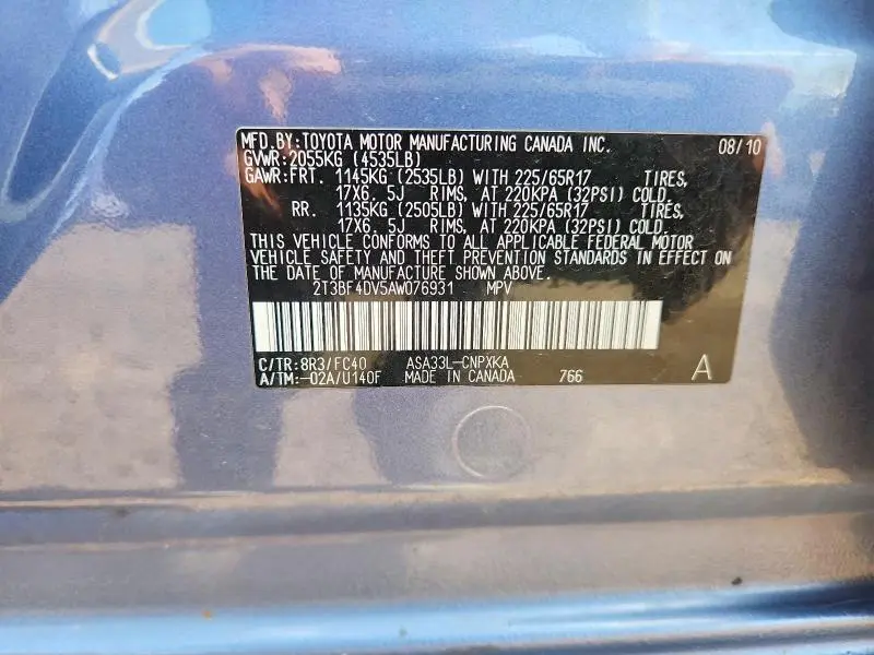 2010 TOYOTA RAV4 BASE  