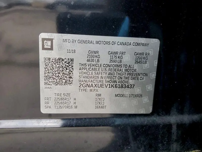 2019 CHEVROLET EQUINOX LT  