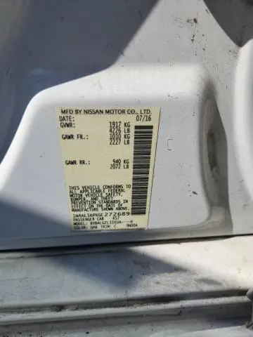 2016 NISSAN ALTIMA 2.5  