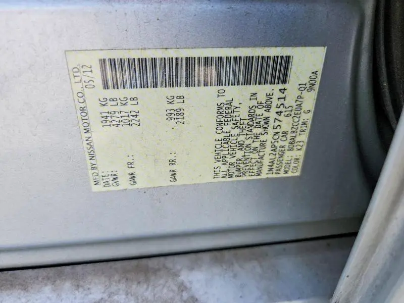 2012 NISSAN ALTIMA 2.5  