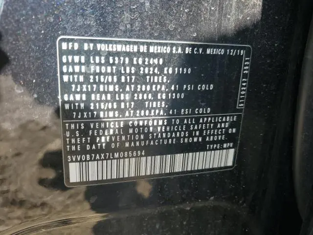 2020 VOLKSWAGEN TIGUAN S  