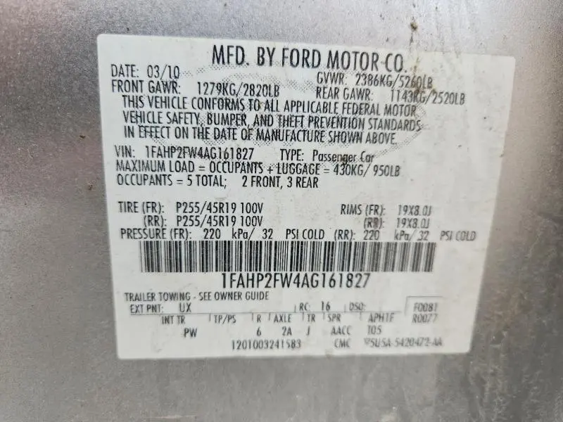 2010 FORD TAURUS LIMITED  