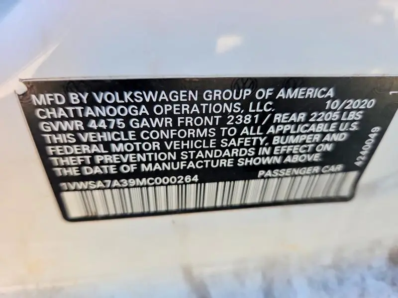 2021 VOLKSWAGEN PASSAT SE  
