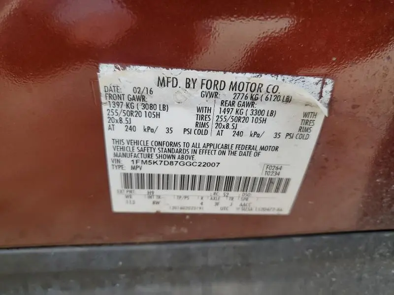 2016 FORD EXPLORER XLT  