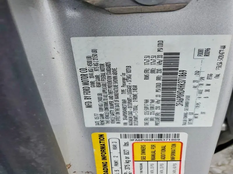 2017 FORD FUSION SE  