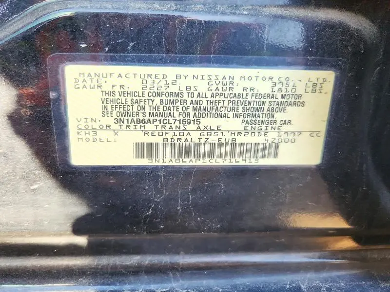 2012 NISSAN SENTRA 2.0  