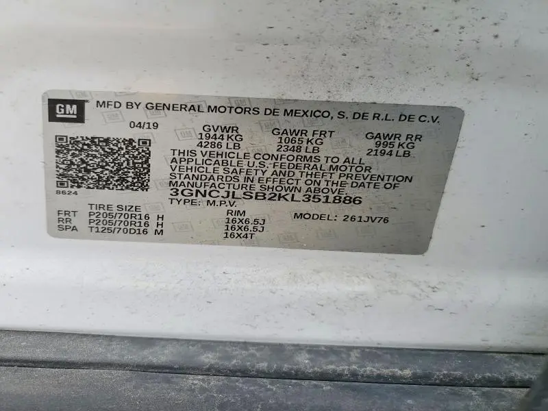 2019 CHEVROLET TRAX 1LT  