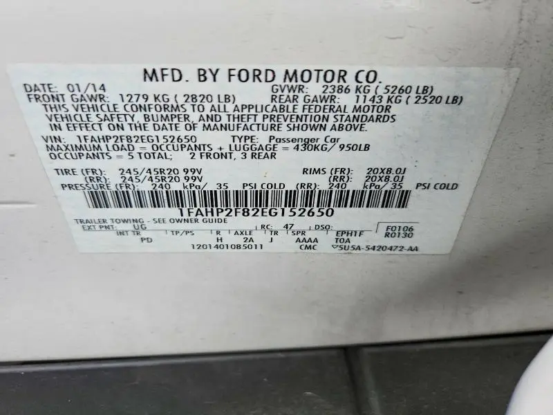 2014 FORD TAURUS LIMITED  