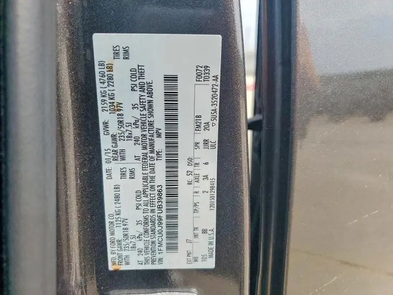 2015 FORD ESCAPE TITANIUM  