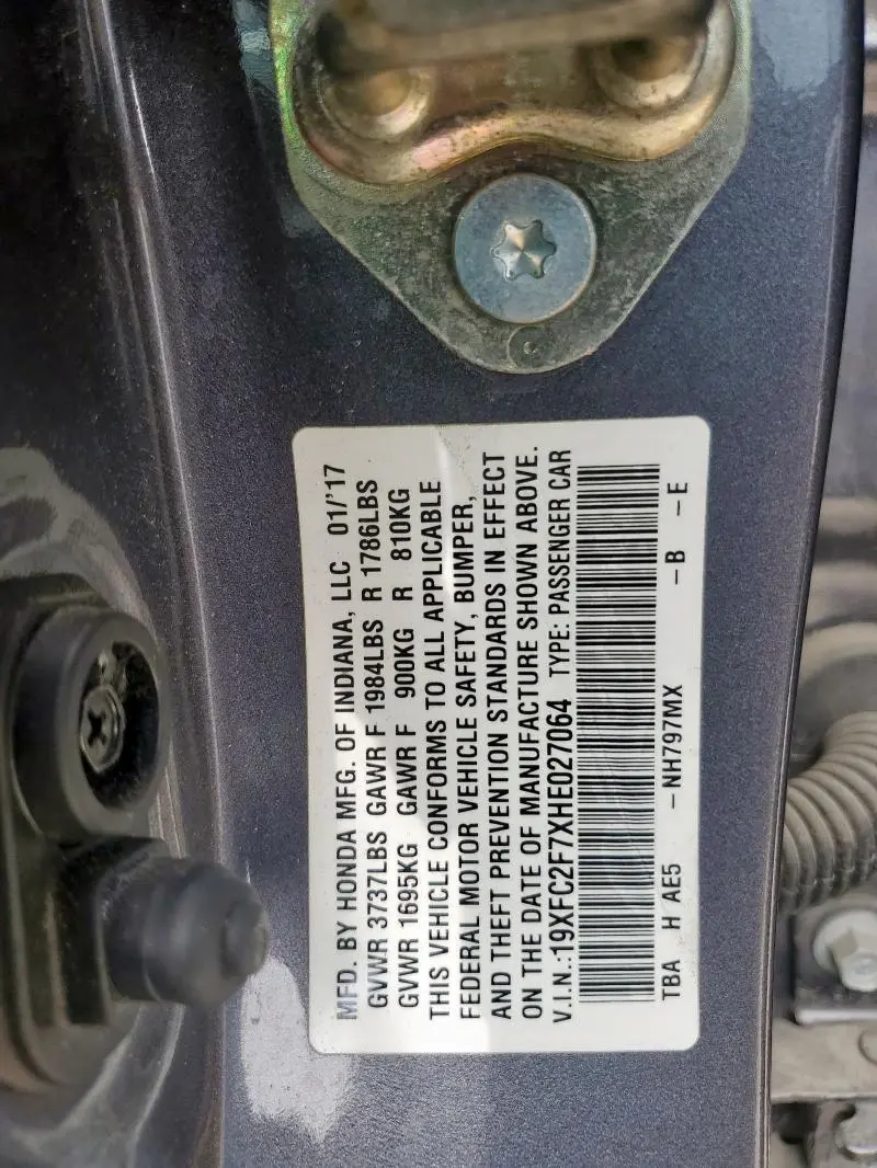 2017 HONDA CIVIC EX  