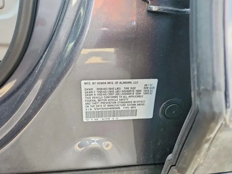 2017 HONDA PILOT EXL  