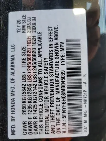 2021 HONDA PILOT ELITE  