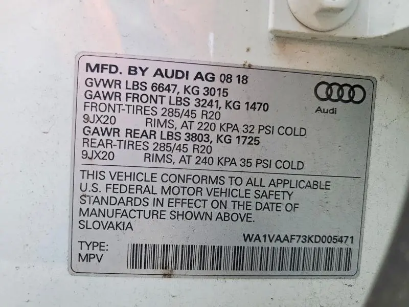 2019 AUDI Q7 PRESTIGE  