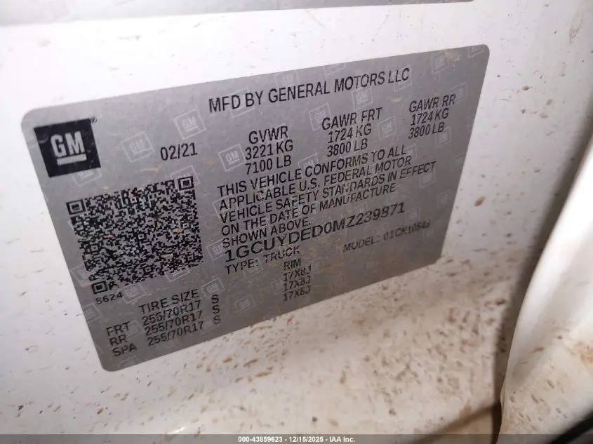 2021 CHEVROLET SILVERADO 1500 4WD  SHORT BED LT