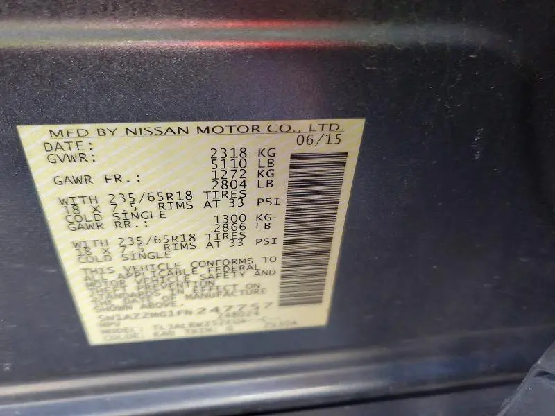 2015 NISSAN MURANO S  