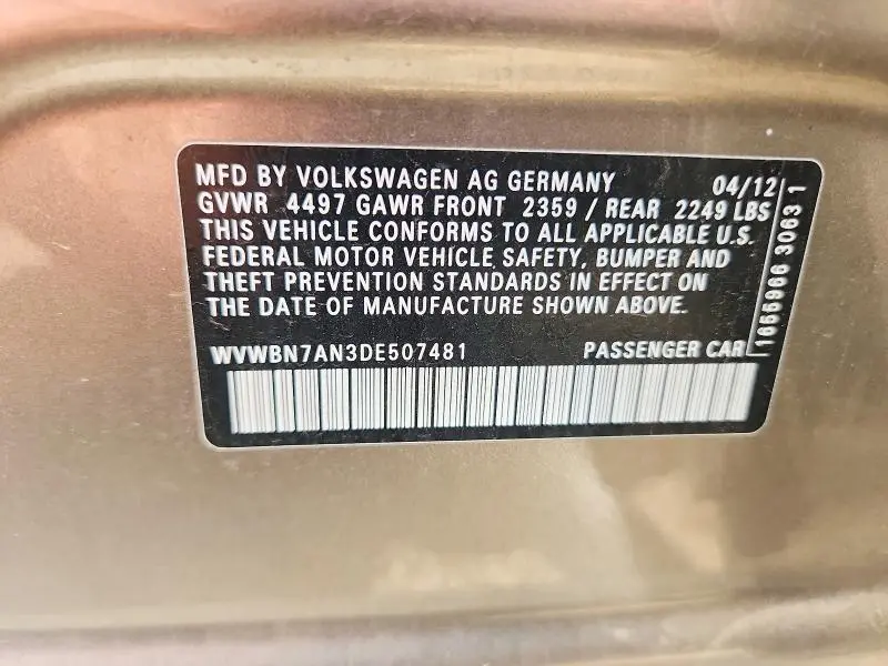 2013 VOLKSWAGEN CC SPORT  