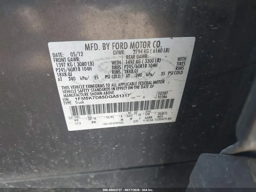 2013 FORD EXPLORER XLT
