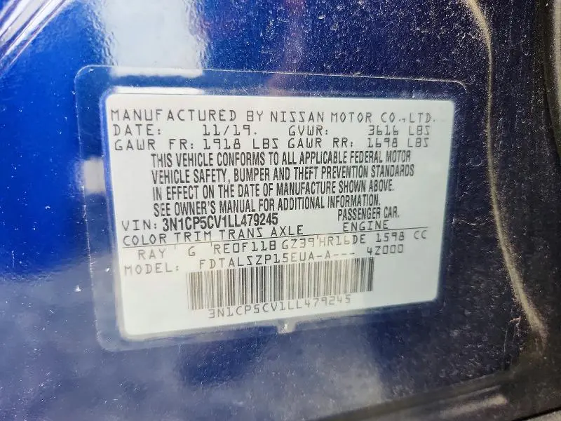 2020 NISSAN KICKS SV  