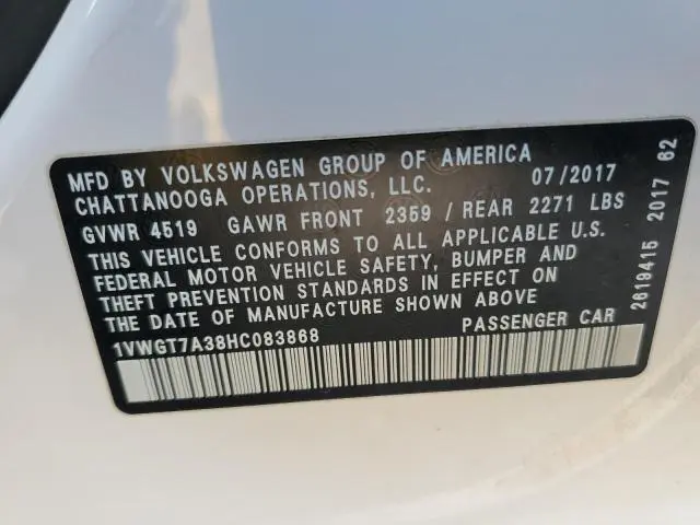 2017 VOLKSWAGEN PASSAT SE  