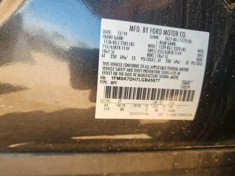 2020 FORD EXPLORER XLT  