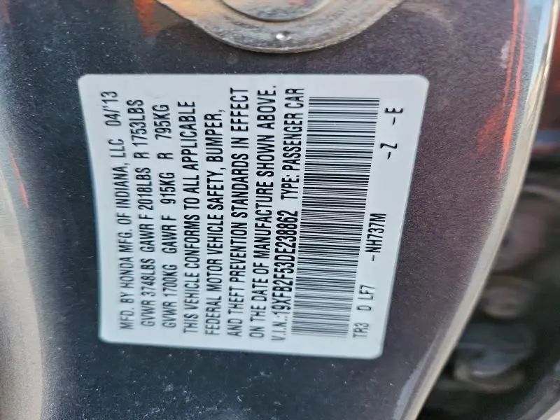 2013 HONDA CIVIC LX  