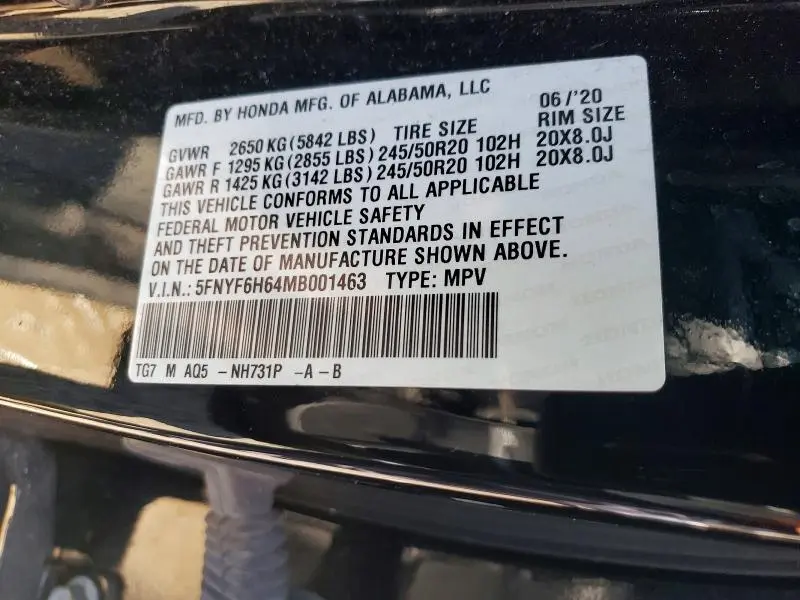 2021 HONDA PILOT TOURING  