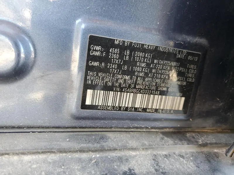 2013 SUBARU OUTBACK 2.5I PREMIUM  